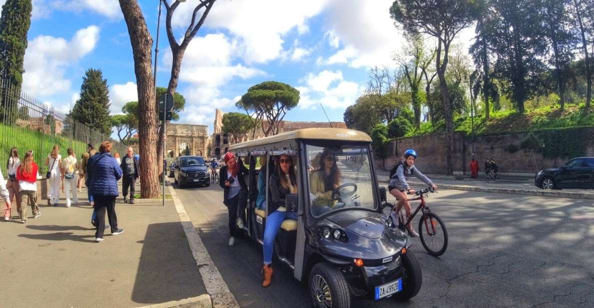 Rome: 3-Hour Panoramic Luxury Golf Cart Tour - The Romulus foundation story and your Colosseum photo moment