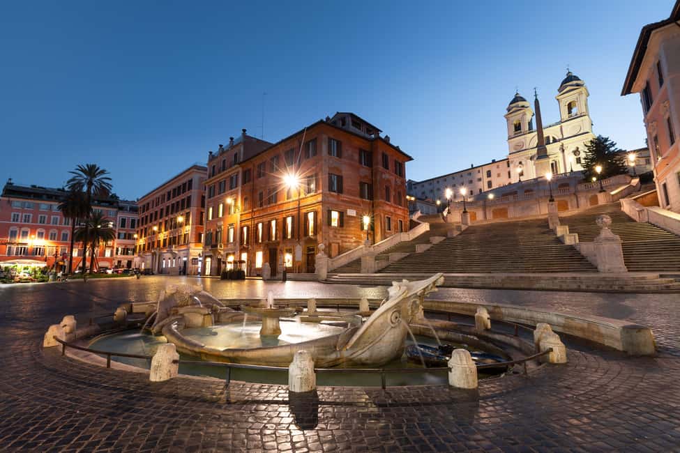 Rome: City Golf Cart at Night Tour - Piazza di Spagna and Trevi Fountain under the glow