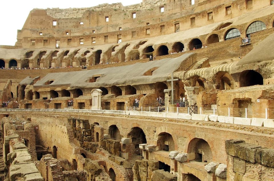 Rome: Colosseum with Access to Arena Floor and Ancient Rome - First level inside the Colosseum: the seating layout clue